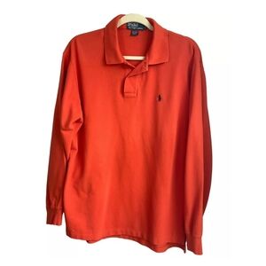 VTG Polo Ralph Lauren Mens Sz Large Polo shirt Long sleeve Orange.
